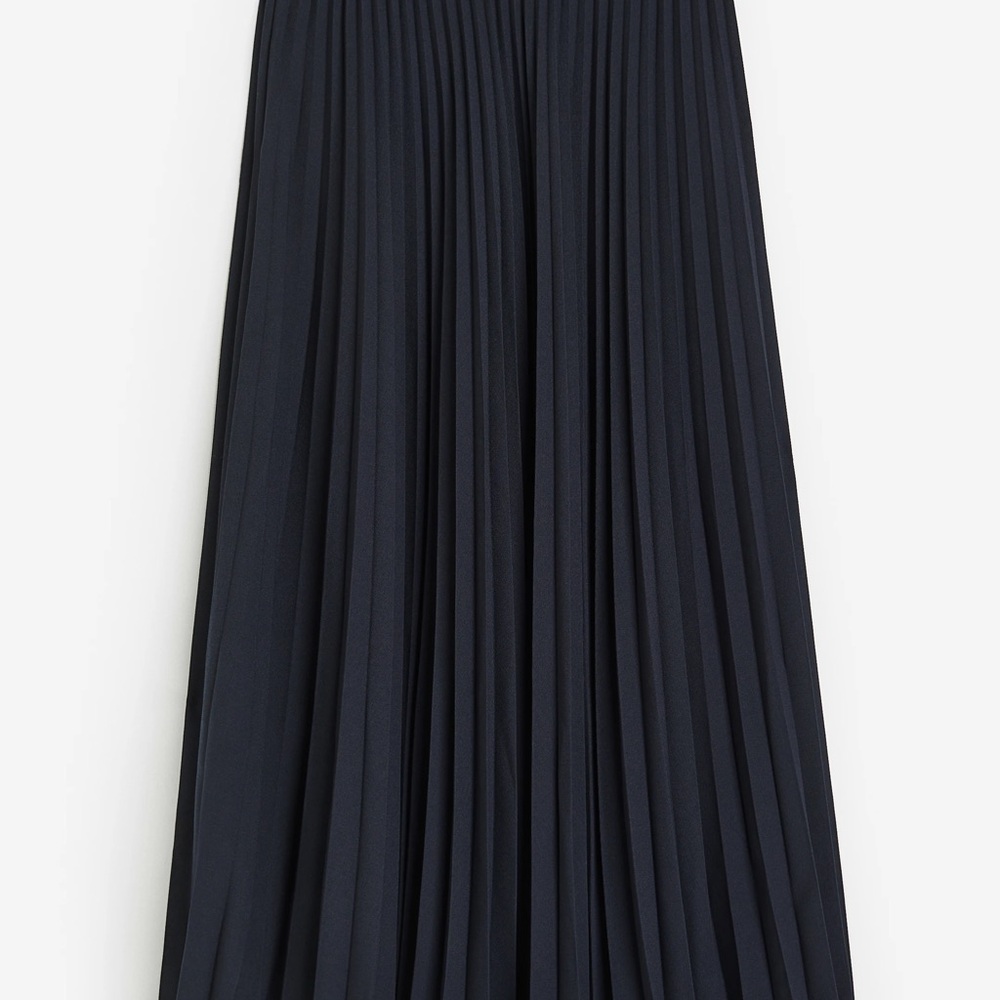 H&M Blue Maxi Pleated A-Line Skirt for Work